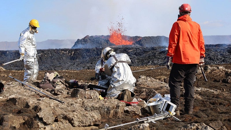 Researchers observe an ongoing eruption in Iceland