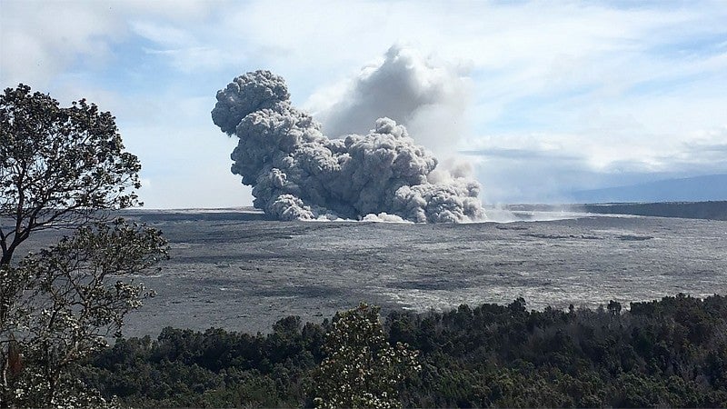 A volcanic blast during an eruption of Kiluaea