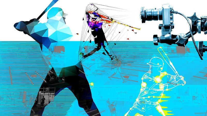 Illustration of athletes being filmed by camera