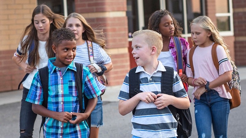 Kids getting out of school
