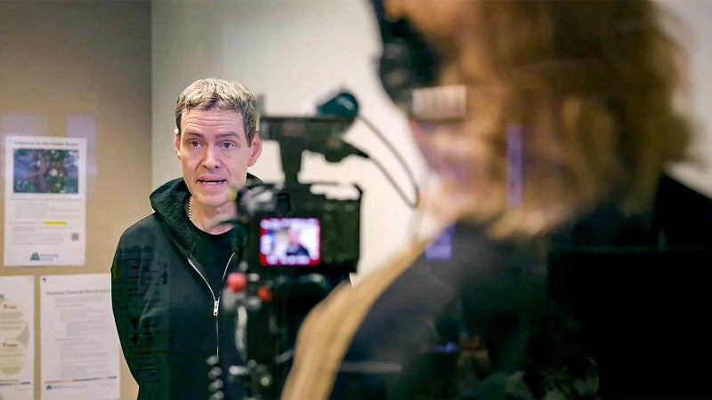 Students doing an on-camera interview