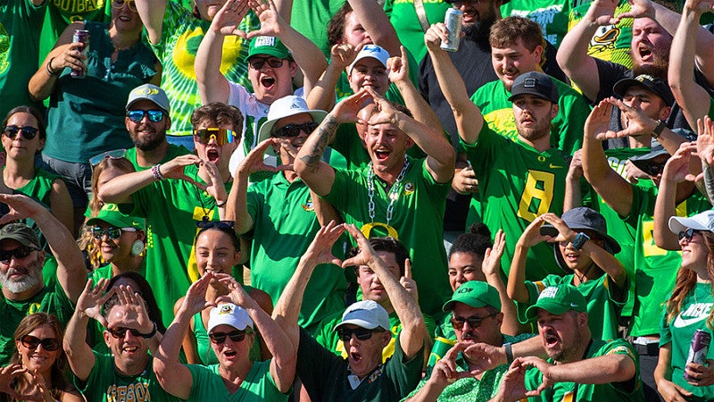 Oregon Duck fans at a football game