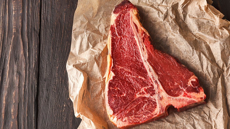 Raw steak on butcher paper