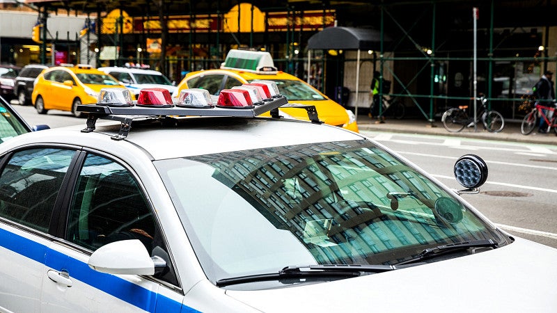 Police car patrolling New York