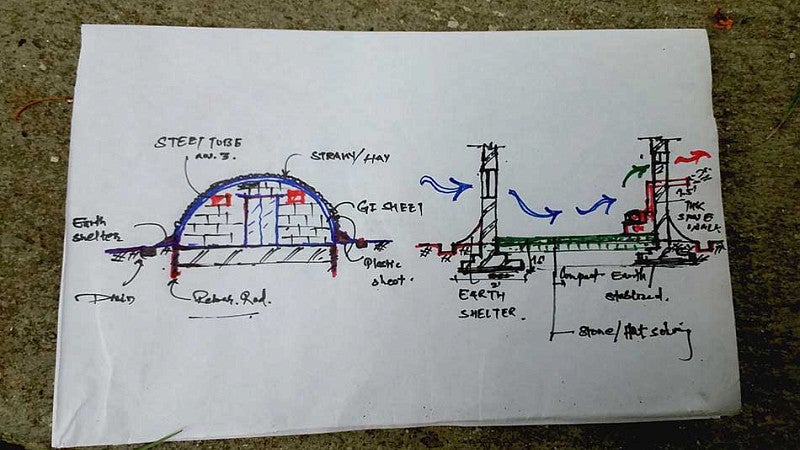 A drawing of Aashraya's plans for its emergency shelter