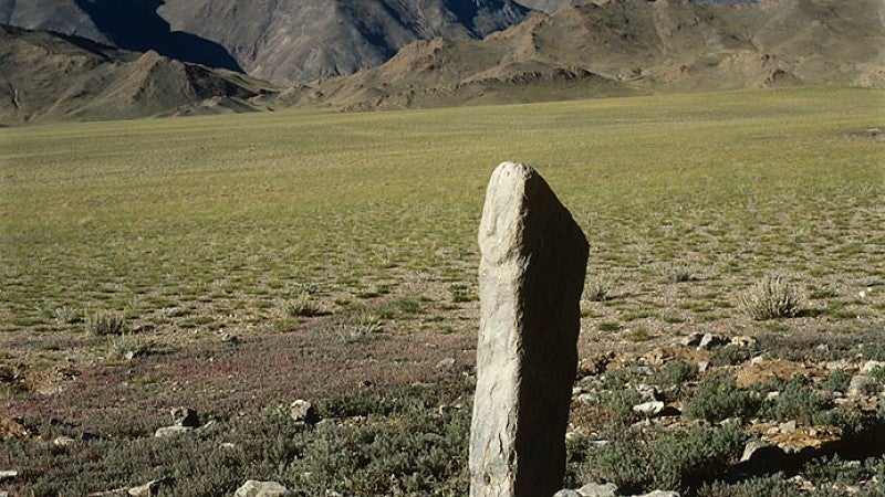 Standing stone, Bronze Age. Alkham Khavtsal. Photo: Gary Tepfer.