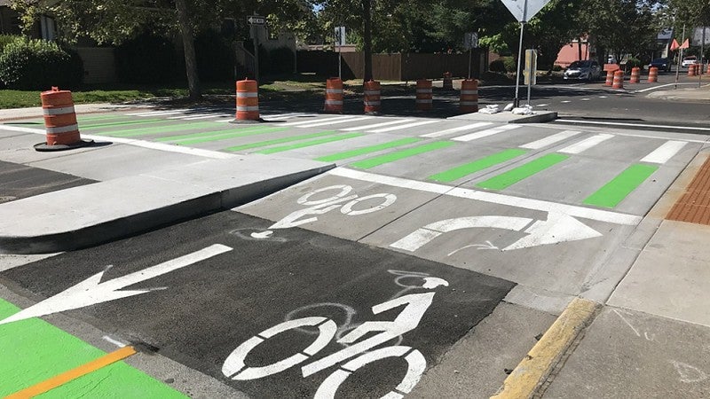 Markings on the new bikeway