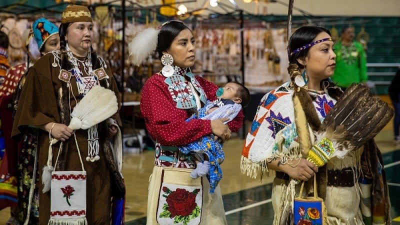 Tribal members at the powwow