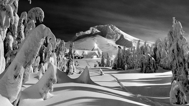 Timberline Lodge in Moonlight by Ray Atkeson