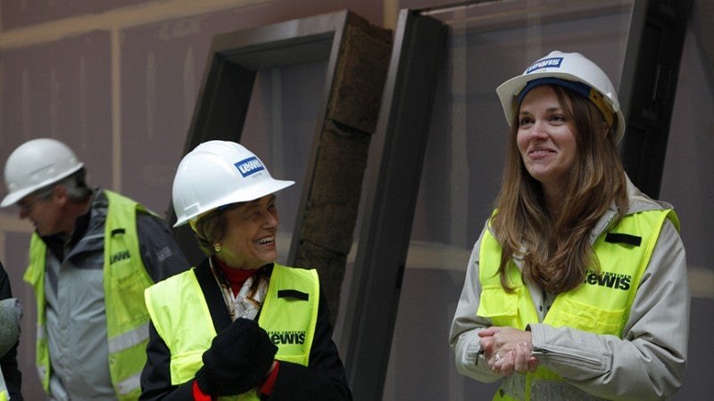 Beverly Lewis visiting construction site