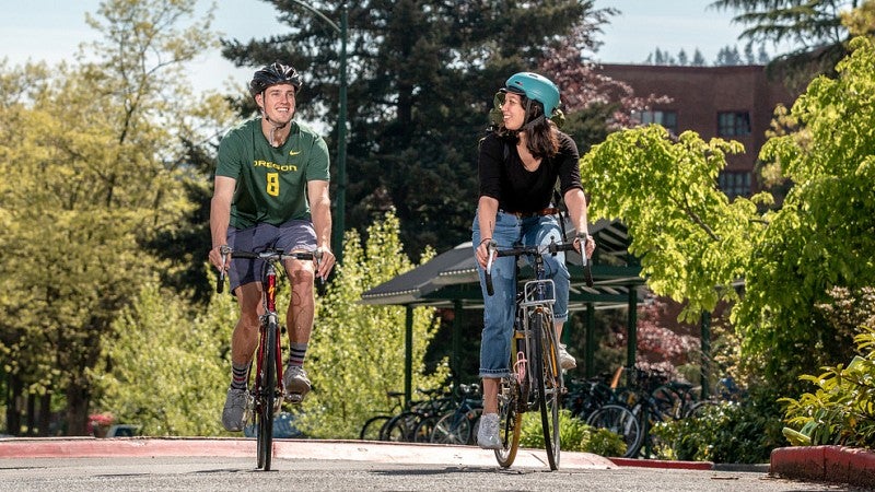 Bikers on campus