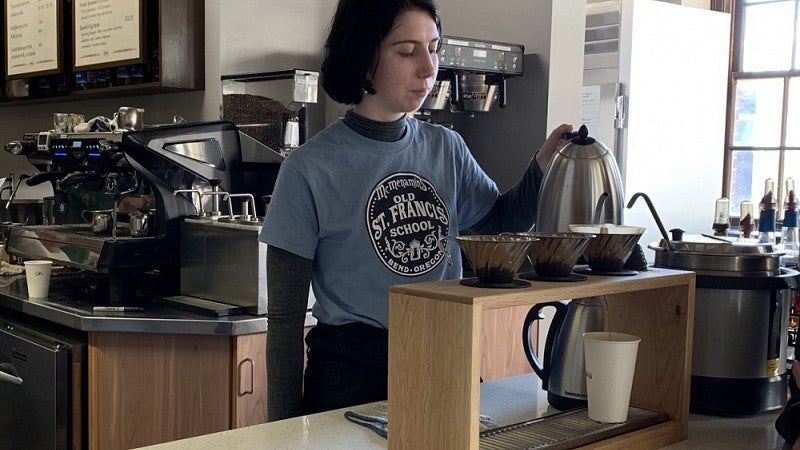 Pour-over coffee station in Cafe Verso