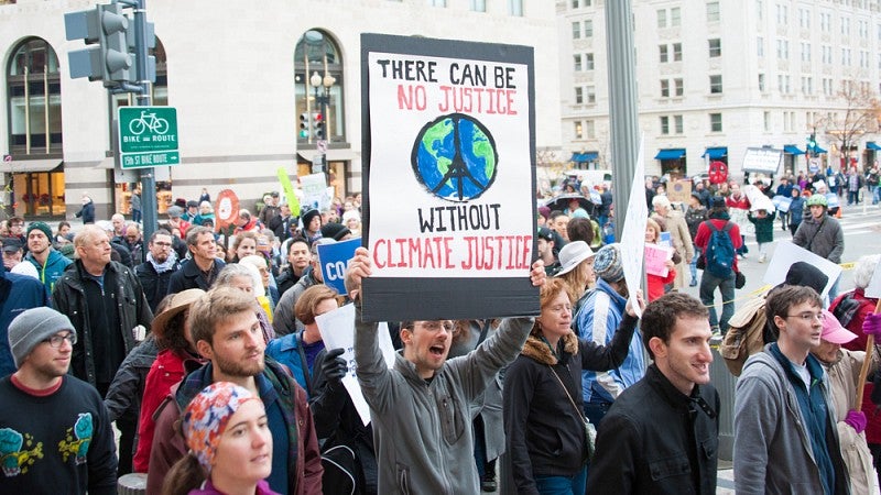 Climate change protester