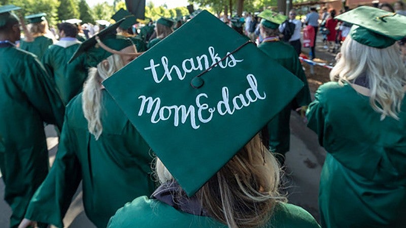 Graduates in caps and gowns