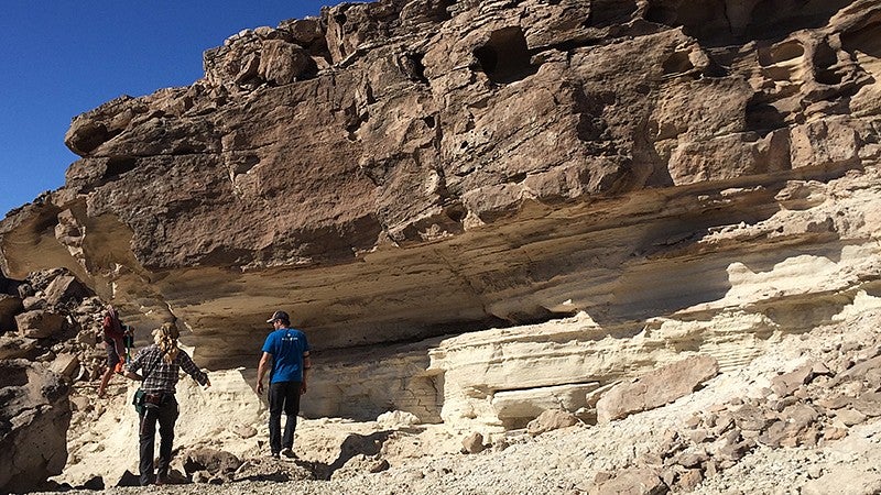 Layers of deposited sands indicating ancient tidal action