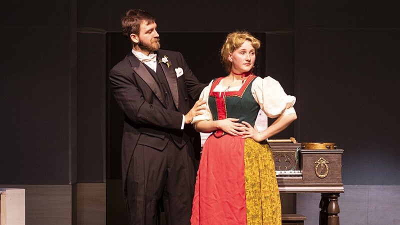 Actors rehearsing a scene