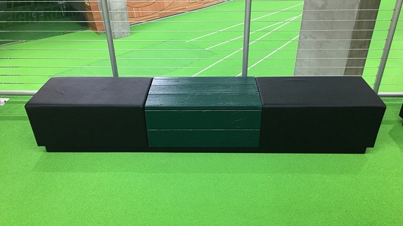 Bench made with wood from grandstands