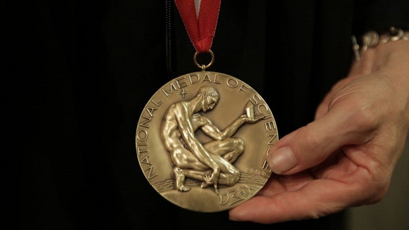 Geri Richmond shows the Medal of Science