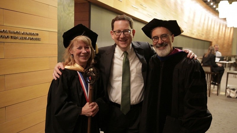 From left: Geri Richmond, Michael Schill, Paul Peppis