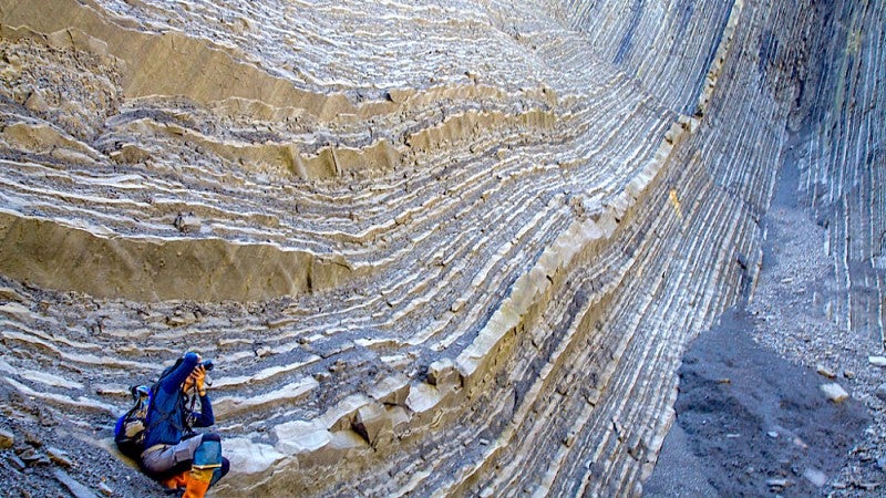 Layered marine sediments in Taiwan