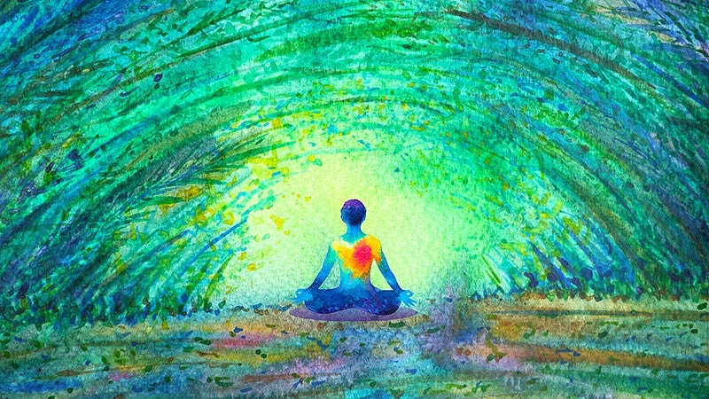 illustration of person in lotus yoga pose