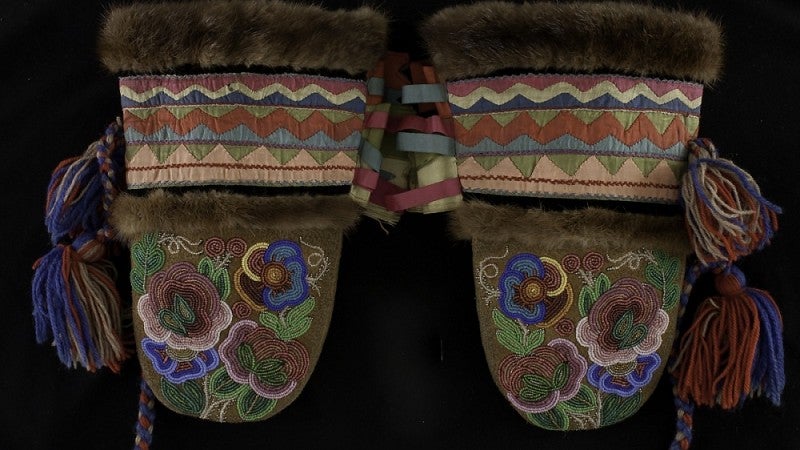 19th-century beaded mittens representative of the Mackenzie River region of northwestern Canada