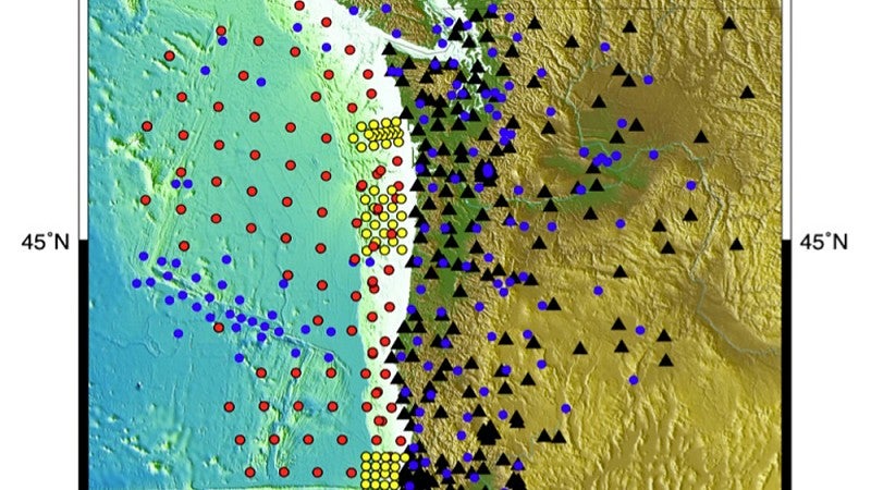 Map shows earthquake monitoring locatioins