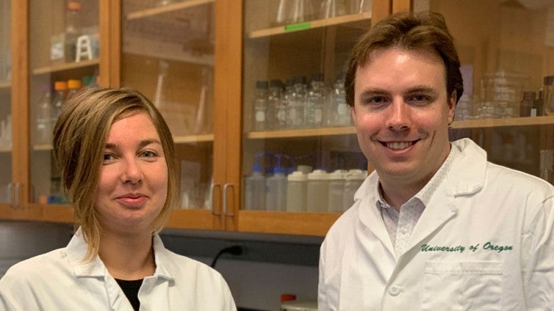 Graduate students Anastasia Teterina and Zach Stevenson