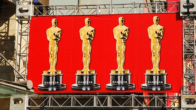 Billboard with Oscar statuettes