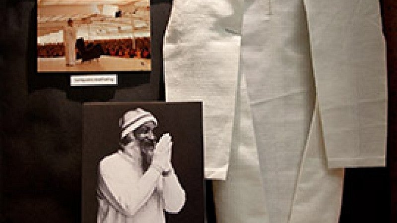 Robe that once belonged to Bhagwan Shree Rajneesh was part of a 2014 exhibition of the collection materials in Knight Library.