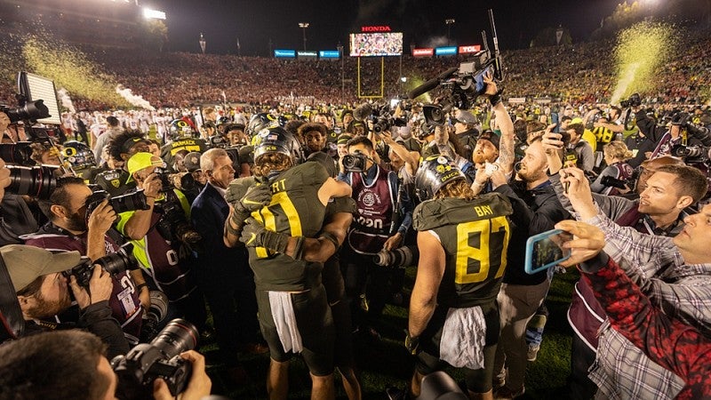 Post-victory celebration