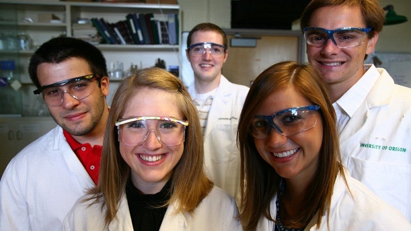 Undergraduate researchers in the lab