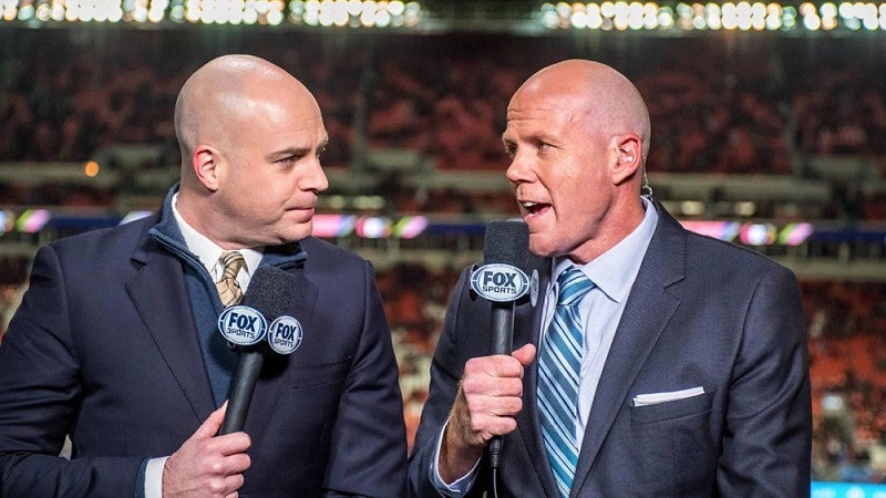 Sportcaster John Strong with colleague