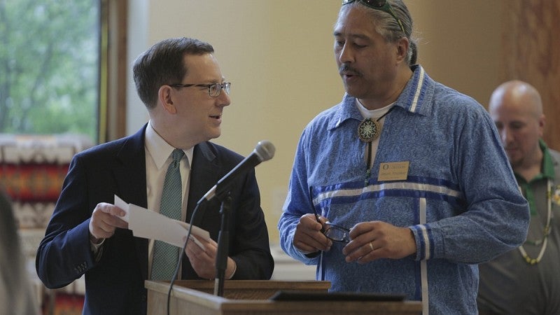 UO President Michael Schill with Jason Younker 