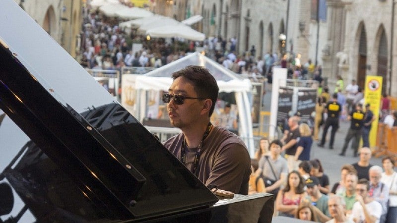 Playing piano at Umbria