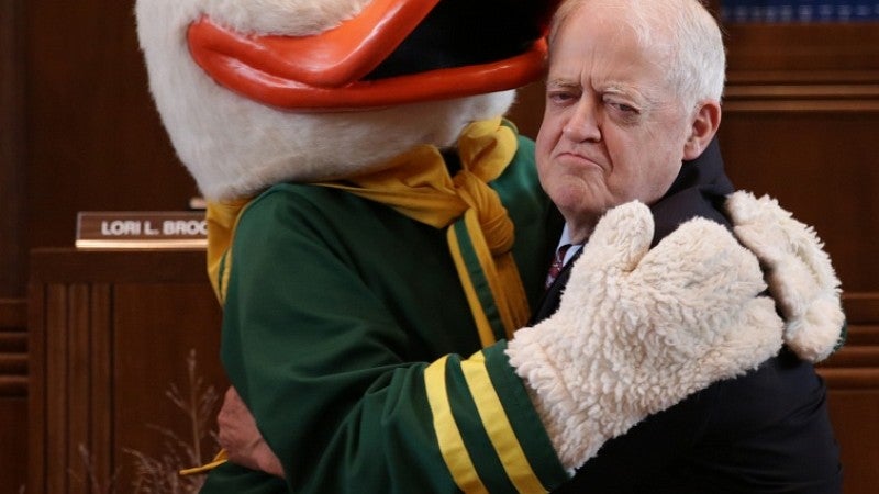 The Duck with Senate President Peter Courtney