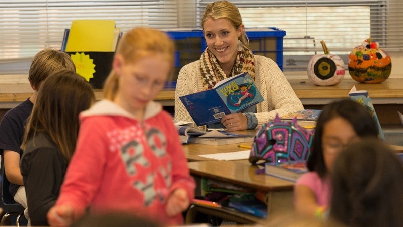 Lauren Boettger, a 2014 graduate, teaching at Fairfield Elementary.