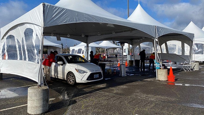 A drive-through vaccination clinic