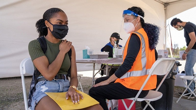 Woman who just got vaccine