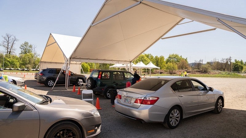 Cars under the tents