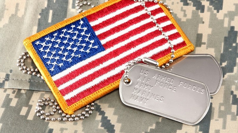 Flag patch and dog tags