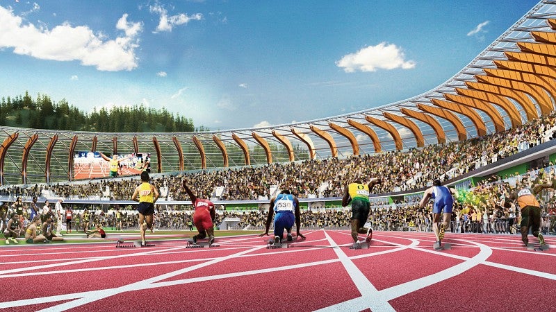 Artist rendering of new Hayward Field