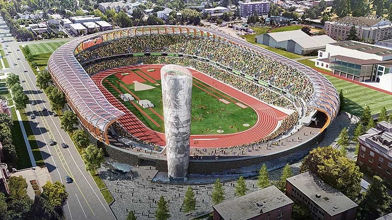 Aerial rendering of Hayward Field