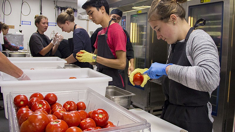 Kiara Kashuba making tomato sauce as part of Project Tomato