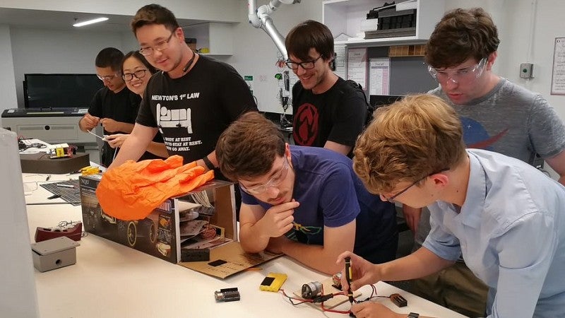 Students designed and built their rover in the science library's DeArmond Makerspace.