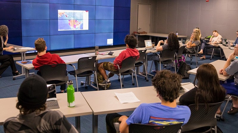 Students viewing class projects