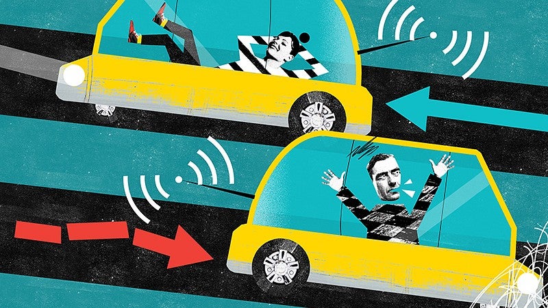 Illustration of self-driving cars