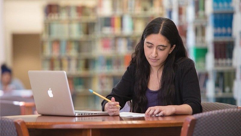 Student working at desk