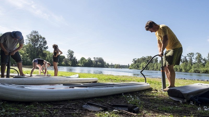 Paddleboarders on the Willamette River