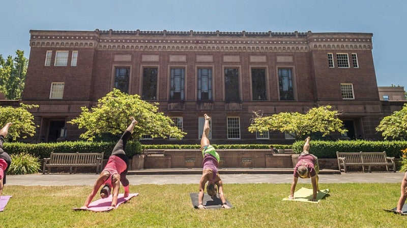 Yoga on the Memorial Quad